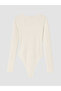 Ecru U-Neck Women's Bodysuit - 3