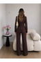 Belted Gold Buttoned Jacket Trousers Double Blazer Suit - 4