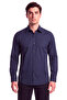 Men's Regular Fit Cotton Logo Embroidered Long Sleeve Navy Blue Shirt