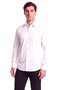 Men's Regular Fit Logo Embroidered Cotton Long Sleeve White Shirt