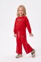 Girls' Set Children's Long Sleeve Set with Stone-Backed Bow, Red Detail, Full Fit - 6