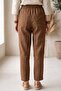 Sofia Brown Linen Look Pants with Elastic Waist - 4