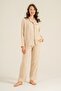 Women's Beige Woven Fabric Shirt Pajama Set, Viscose Fabric - 8