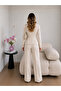 Belted Gold Buttoned Jacket Trousers Double Blazer Suit - 4