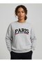 Oversize Sweatshirt Paris France Text Printed Crew Neck Long Sleeve Sweatshirt - 3