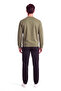 Men's Regular Fit Round Collar Logo Detailed Cotton Double Jersey Fabric Khaki Sweatshirt - 3