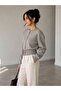 Women's Crew Neck Soft Textured Regular Fit Snap Fastener Knitwear Cardigan - 2
