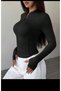 Women's Fit Black Zippered Finger-Looped Sports Cardigan Sweatshirt - 5