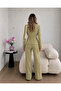 Belted Gold Buttoned Jacket Trousers Double Blazer Suit - 4