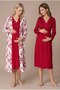 Women's Fuchsia Floral Patterned Buttoned Lace Long Sleeve Dressing Gown Maternity Pajama Set - 3