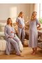 New Season Gray Muslin Fabric Buttoned Breastfeeding Compatible Design Short Sleeve 100% Cotton Maternity Nightgown Pajama Set