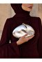 Silver Color Rustic Material Design Evening Dress Clutch with Chain Strap Hand-Held Wedding Engagement Evening Bag - 4