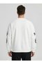 Oversize Sweatshirt Victory Lettering and Emblem Printed Sleeve Detail Crew Neck Streetwear Sweatshirt - 2