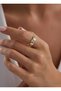 Stylish Women's Ring with Geometric Pattern and Zircon Stone