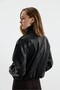Suni deri crop bomber ceket - 4