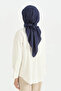 Logo Pattern Naia Cotton Scarf - Navy Blue - 3
