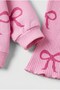 Girls' Bow Patterned Pink School Sweatshirt and Spanish Leggings Set - 3