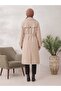 Double-Breasted Collar Bondik Water Repellent Fabric Lined Trendy Model Below the Knee Trench Coat Stone - 6
