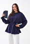Stone-Detail Oversized Tunic with Slits - 4