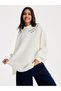 Women's Oversize Stand Collar Letter Embroidered Balloon Sleeve Loose Knitwear Sweater