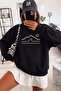 Unisex Striped Mountain Print Crew Neck Sweatshirt