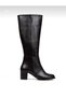 Feli̇pe Black Leather Above the Knee Zippered Heel Boots - 5
