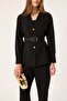 Belt-Detained Gold Button Jacket - 2
