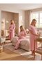 New Season Powder Muslin Fabric Buttoned Breastfeeding Compatible Design Short Sleeve 100% Cotton Maternity Nightgown Pajama Set - 6