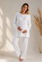 Women's Ecru Maternity Pajama Set, Pregnant Women's Hospital-Issued 3-Piece Set with Lace and Cotton Dressing Gown - 3
