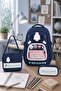School Bag Set of 3 Navy Blue Backpack Lunch Bag Pencil Case Orthopedic Water-Repellent Student - 7