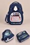 School Bag Set of 3 Navy Blue Backpack Lunch Bag Pencil Case Orthopedic Water-Repellent Student - 4