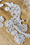 White Floral Patterned Embroidered Lace Applique - 2