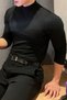 Men's Half Turtleneck Long Sleeve Slim Fit Lycra Oysho Fabric T-Shirt - 4