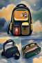 School Bag Set of 3 Navy Blue Backpack Lunch Bag Pencil Case Set Orthopedic Bag - 4
