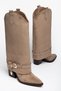 Women's Cowboy Boots - Long Heel, Pointed Toe, Buckle, Thick Heel, Faux Leather - 3