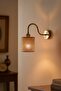 Ratta Wicker Textured Milk Brown Metal Antique S Body Rustic E27 Single Wall Sconce - 2