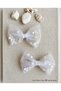 2 Pieces of Ribbon Clips with Pompoms, Pearls, and Flowers