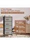 4-Tier Fabric Storage Dresser Tower with Wood Top and Pull Drawers, Grey - 5