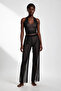 Patterned tulle crop top-pant set