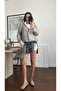 Khaki Checkered Chiffon Bomber Jacket - 70166 - 4