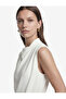 High Collar Sleeveless Blouse with Drape Detail - 3