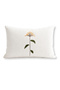 Embroidered Linen Cushion Cover – Decorative Pillow Cover with Floral Motifs - Orange Floral Embroidered Linen Cushion Cover