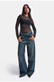 Women's Dark Denim Jeans 2W6-8 Straight Fit with Belt Detail