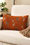 Brick Color Patterned Velvet Cushion Cover - 3