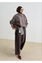 Brown Checkered Chiffon Bomber Jacket - 70166 - 4