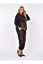 Plus Size Oversized Hooded Zipper Graphic Printed Cotton Elastic Cuffed Women's Top and Bottom Set