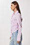 Side Gathered Striped Woven Shirt Ldz0079 Pink White - 4