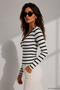 Women's Black Striped Cotton Camisole V-Neck Blouse - 3