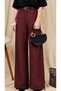 Women's Burgundy H04 Palazzo Selanik Pants with Thin Waist Belt - 3
