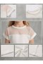 Girl's White Short Sleeve Tulle Polka Dot Blouse T-Shirt with Shoulder and Top Detail - 3